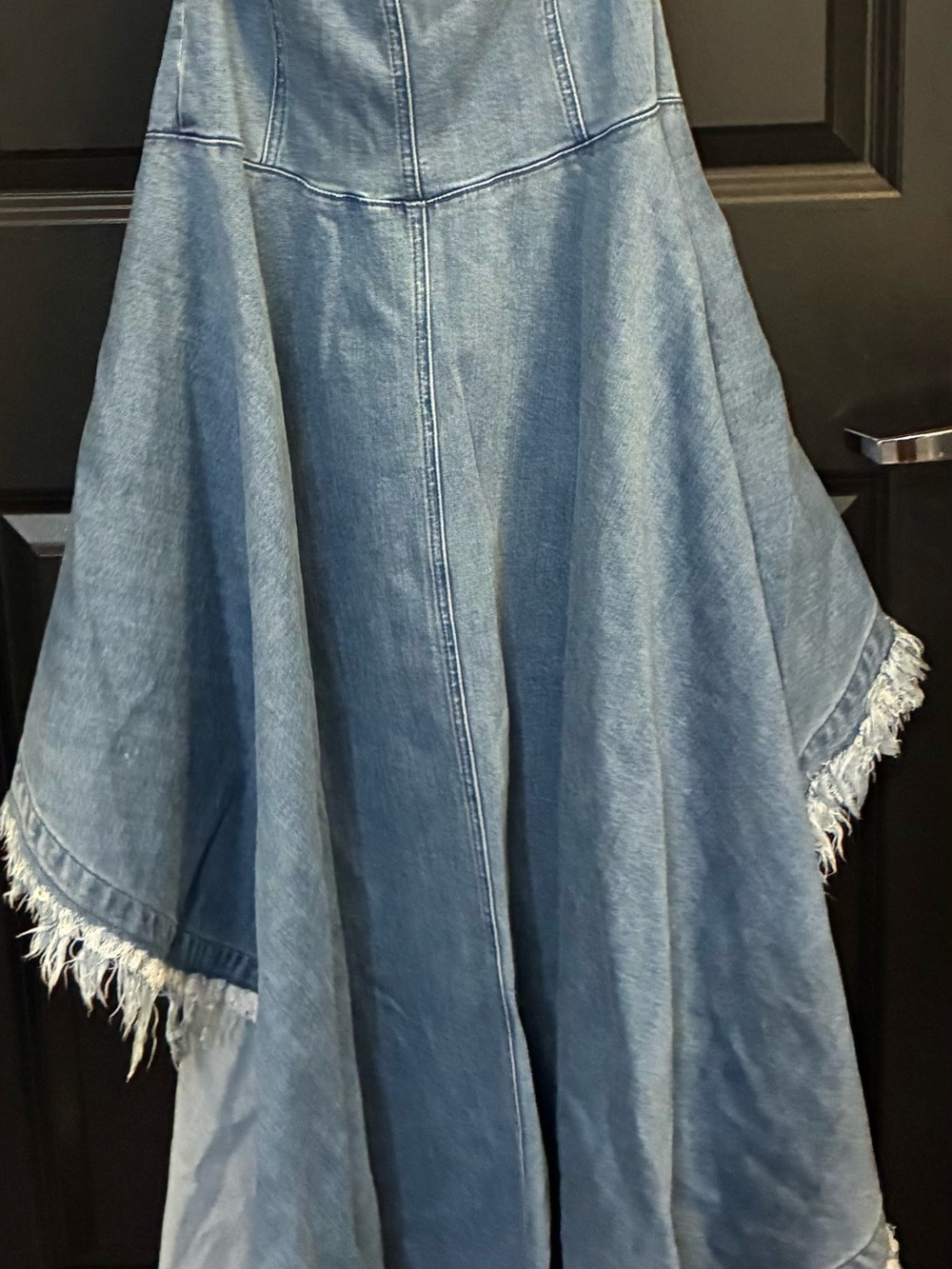 Never Worn AKIRA Light Blue Denim Bustier Jumpsuit with Frayed Front Slit - Picture 4 of 5